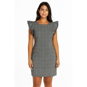 Tommy Hilfiger Plaid Flutter-Sleeve Sheath Dress Size 14